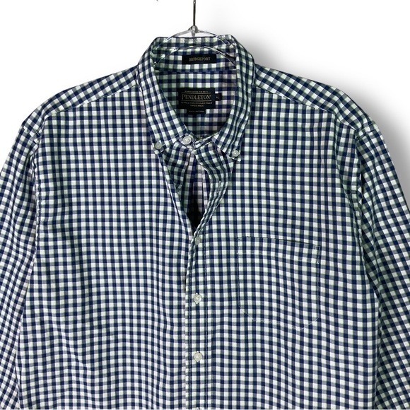Pendleton Bridgeport Shirt Sz XL Plaid Button Up Long Sleeve Blue Check - Picture 2 of 11